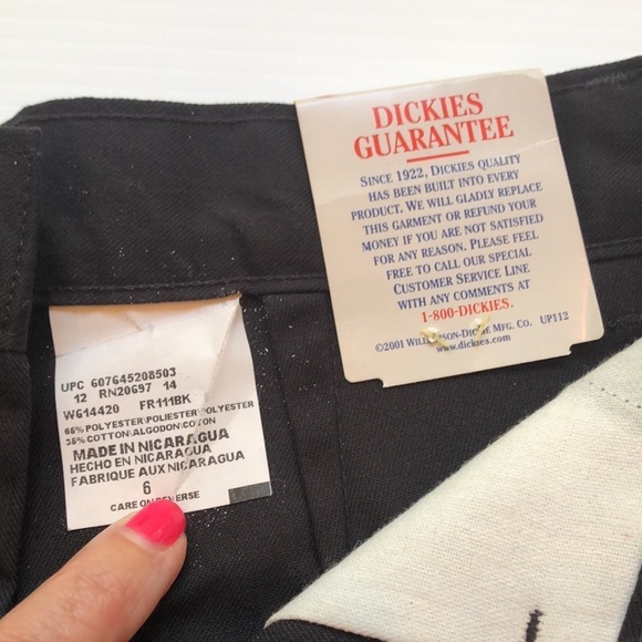 NWT DICKIES Black flat front zip shorts belt loops pockets Women’s 14 or 22 - Picture 8 of 15